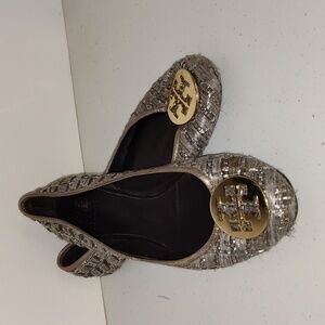 Tory Burch Woven Rattan Reva Flats size 8